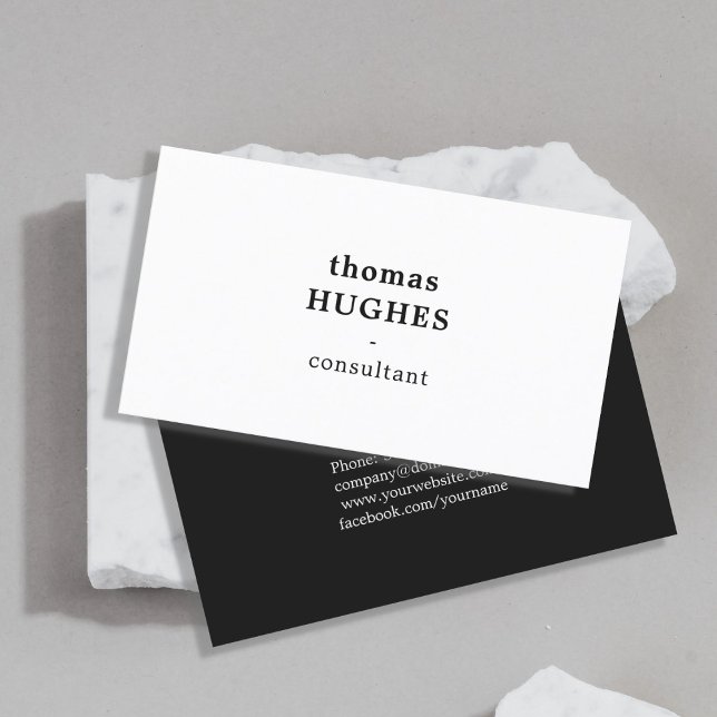 Modern Elegant Black White Consultant Business Card (Creator Uploaded)