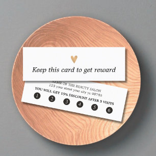 Modern Elegant Black White Faux Gold Heart Loyalty Card