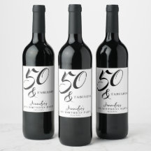 Modern Elegant Black White Fifty Fabulous Birthday