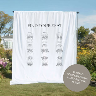 Modern Elegant Black White Find Your Seat Wedding Tapestry