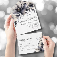 Modern Elegant Black White Floral Wedding