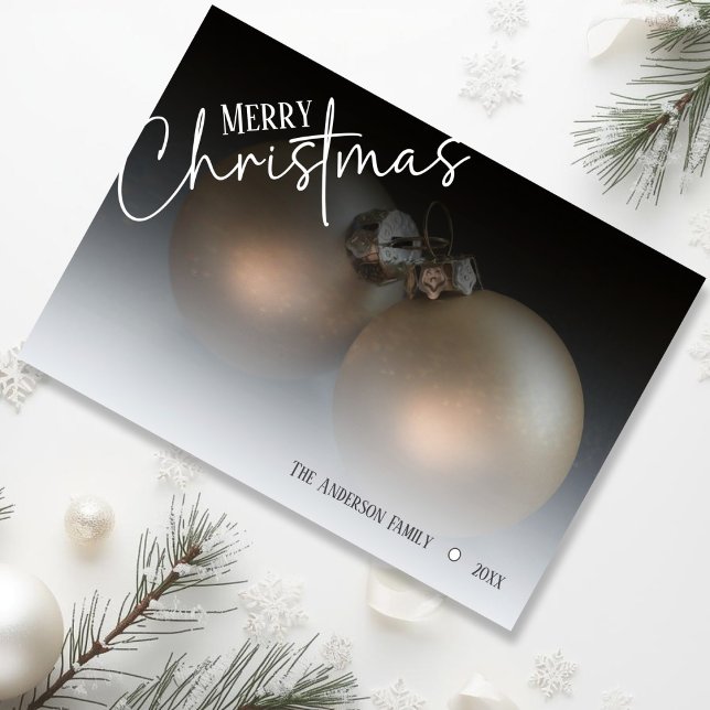 Modern Elegant Black White Gradient Custom Photo Holiday Card (Creator Uploaded)