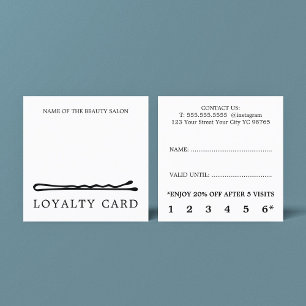 Modern Elegant Black White Hair Pin Salon Loyalty Card