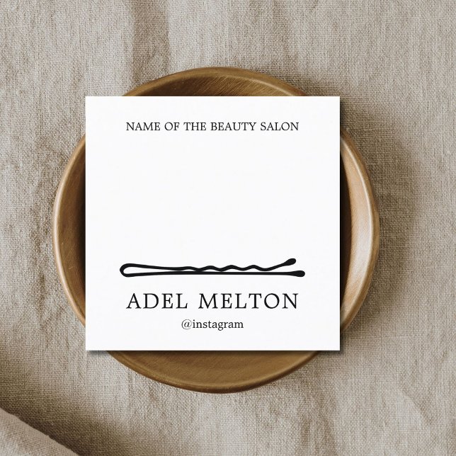 Modern Elegant Black White Hair Pins Salon Loyalty Card (Creator Uploaded)