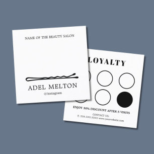 Modern Elegant Black White Hair Pins Salon Loyalty Card