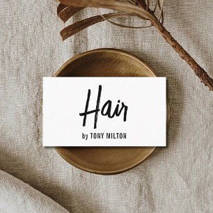 Modern Elegant Black White Hair Stylist Business Card