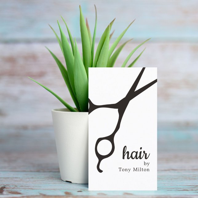 Modern Elegant Black White Hair Stylist Business Card (Creator Uploaded)
