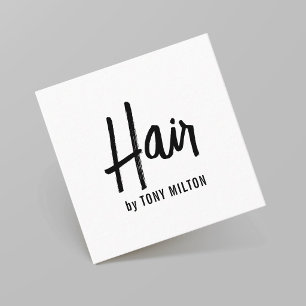 Modern Elegant Black White Hair Stylist Square Business Card