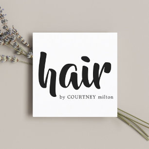 Modern Elegant Black White Hair Stylist Square Business Card