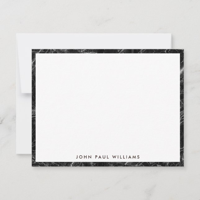 Modern Elegant Black White Marble Professional Card (Front)