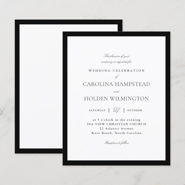 Modern Elegant Black & White Minimalist Wedding (Front/Back)