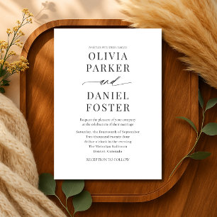 Modern Elegant Black & White Minimalist Wedding Invitation