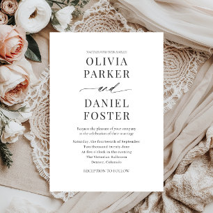 Modern Elegant Black & White Minimalist Wedding Invitation