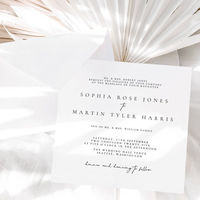 Modern Elegant Black & White Minimalist Wedding  Invitation (Creator Uploaded)
