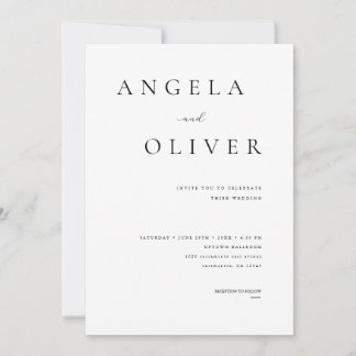 Modern Elegant Black & White Minimalist Wedding Invitation