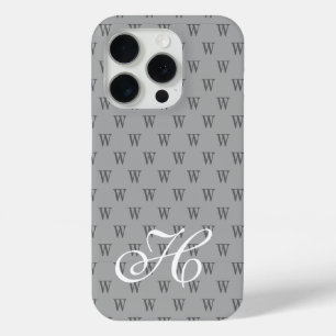 Modern Elegant Black White Monogram Pattern iPhone 15 Pro Case
