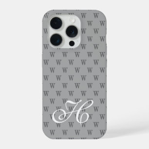 Modern Elegant Black White Monogram Pattern iPhone 15 Pro Case