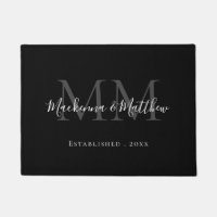 Modern Elegant Black White Newlywed Monogram Name