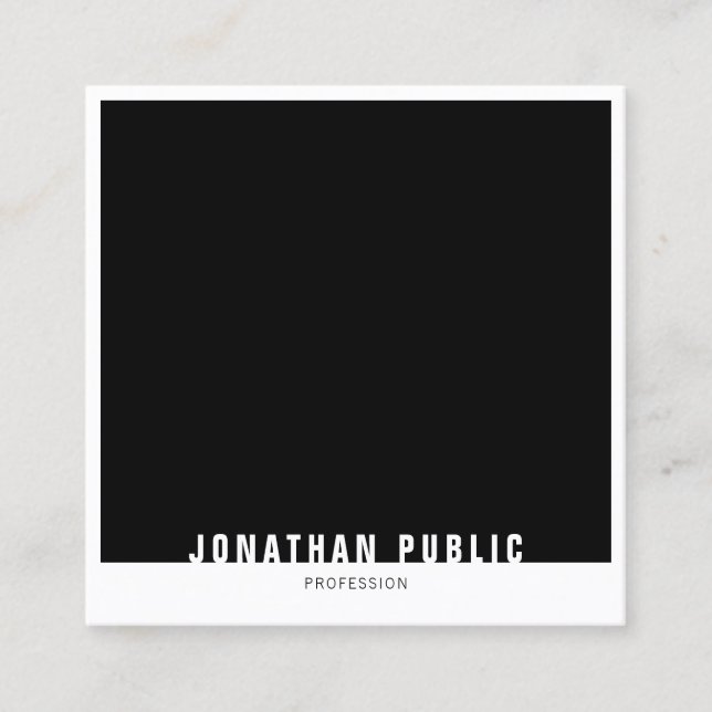Modern Elegant Black White Professional Template Square Business Card (Front)