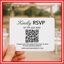 Modern Elegant Black & White QR Code Wedding RSVP