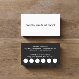 Modern Elegant Black White Salon  Loyalty Card