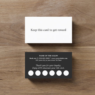 Modern Elegant Black White Salon Loyalty Card