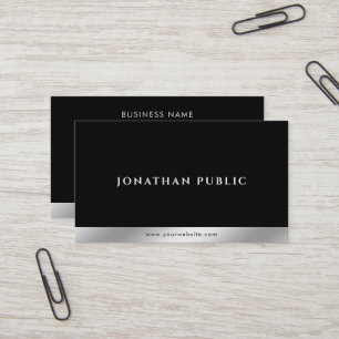 Modern Elegant Black White Silver Professional Business Card