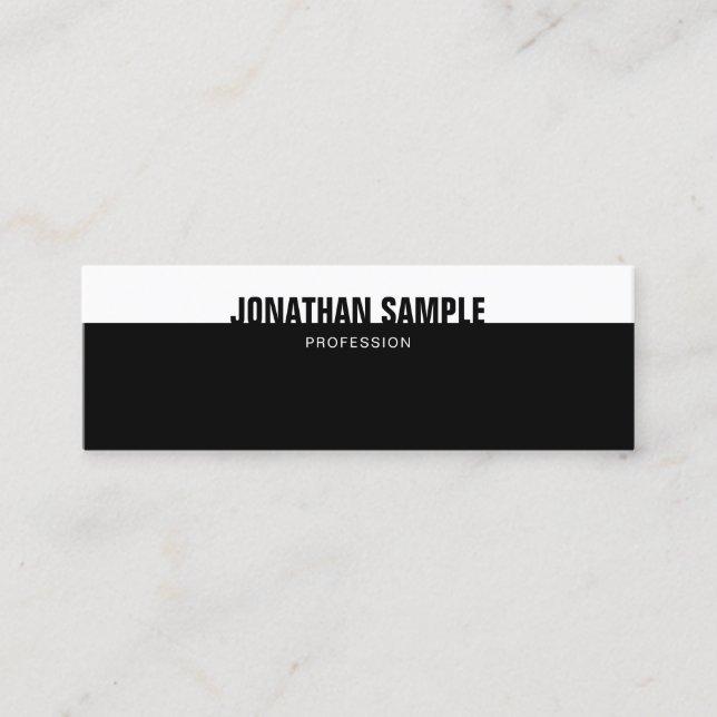 Modern Elegant Black White Template Creative B&W Mini Business Card (Front)