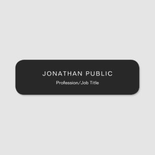 Modern Elegant Black White Template Employee Staff Name Tag