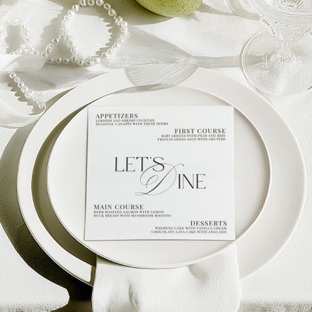Modern Elegant Black & White Wedding Dinner Menu (Modern Elegant Black & White Wedding Dinner Menu)