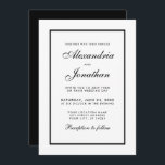 Modern Elegant Black & White Wedding Invitation<br><div class="desc">Modern Elegant,  Yet Simple Wedding Black and White Invitation Card - Black Back</div>