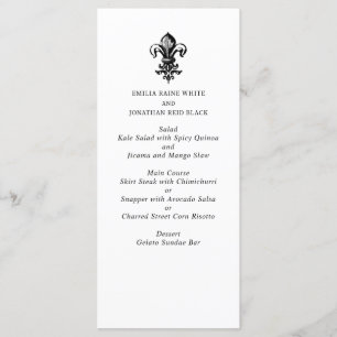 Modern Elegant Black White Wedding Menu