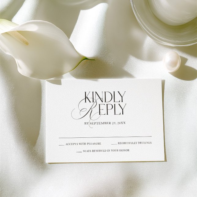 Modern Elegant Black & White Wedding RSVP Card (Modern Elegant Black & White Wedding RSVP Card)