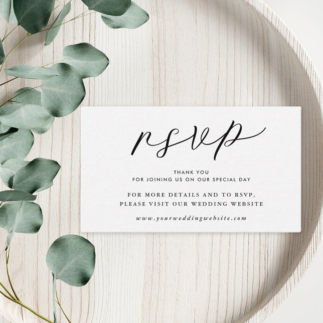 Modern Elegant Black White Wedding Website RSVP Enclosure Card (Creator Uploaded)