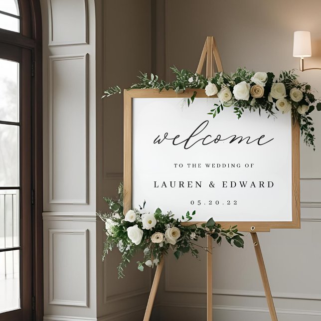 Modern Elegant Black White Wedding Welcome Sign (Creator Uploaded)