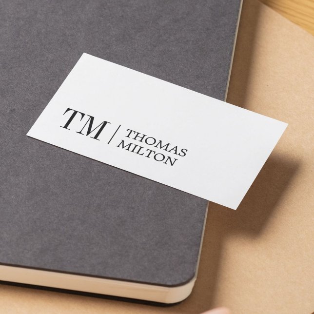 Modern Elegant BlackWhite Bold Monogram Consultant Business Card (Creator Uploaded)