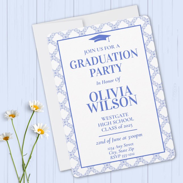 Modern Elegant Blue 2025 Graduation Invitation (Creator Uploaded)