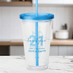 Modern Elegant Blue 21st Birthday Acrylic Tumbler<br><div class="desc">Create your own personalised 21st birthday acrylic tumbler. Great birthday gift featuring custom name and age in elegant modern typography and blue colour.</div>