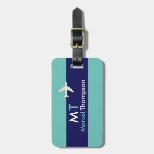 modern elegant blue aero luggage tag