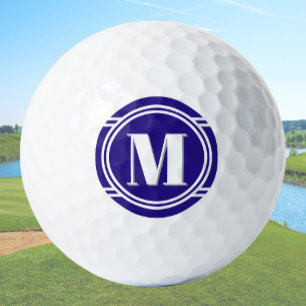 Modern Elegant Blue and White Custom Monogram Golf Balls