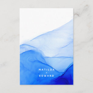 modern elegant blue and white wedding enclosure card