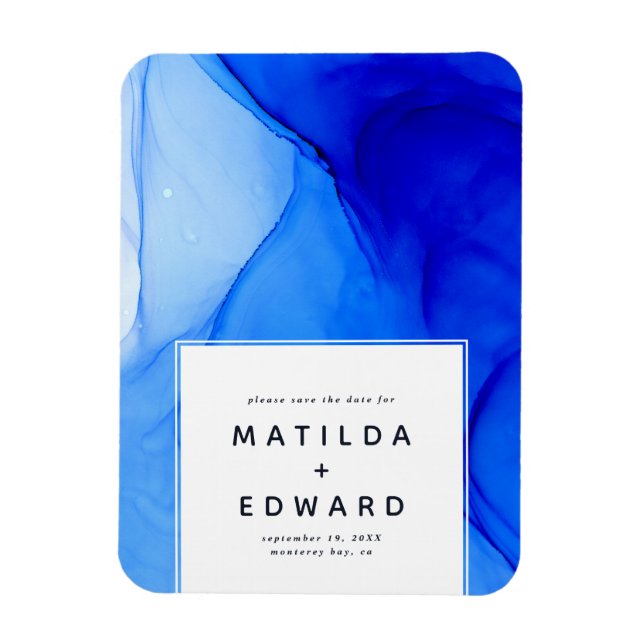 modern elegant blue and white wedding magnet (Vertical)