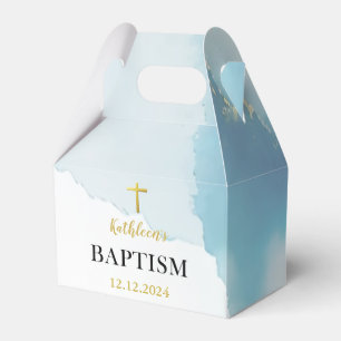 Modern Elegant Blue Baptism Favour Box
