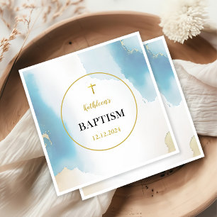 Modern Elegant Blue Baptism  Napkin