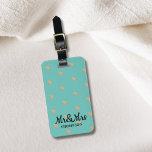 Modern Elegant Blue Faux Gold Hearts Mr&Mrs Luggage Tag<br><div class="desc">Cool customisable luggage tag with blue background / faux gold hearts/ Mr&Mrs text. You can add your names and address to it.</div>