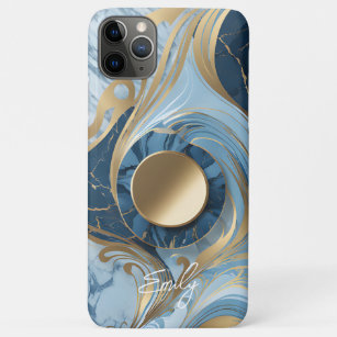 Modern Elegant Blue Gold Marble Case-Mate iPhone Case