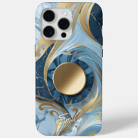 Modern Elegant Blue Gold Marble