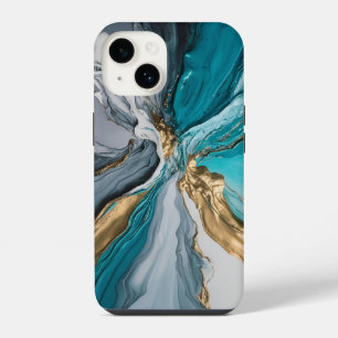 Modern Elegant Blue Gold Marble iphone case