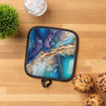 Modern Elegant Blue Gold Marble Personalised Name Pot Holder<br><div class="desc">Modern Elegant Blue Gold Marble Personalised Name Pot Holder features your personalised name in an elegant calligraphy script typography on a modern blue and gold marble background. Perfect gifts for birthday,  mum for Mother's Day,  Christmas and holidays. Designed by ©Evco Studio www.zazzle.com/store/evcostudio</div>