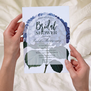 Modern Elegant Blue Hydrangea Bridal Shower Invitation